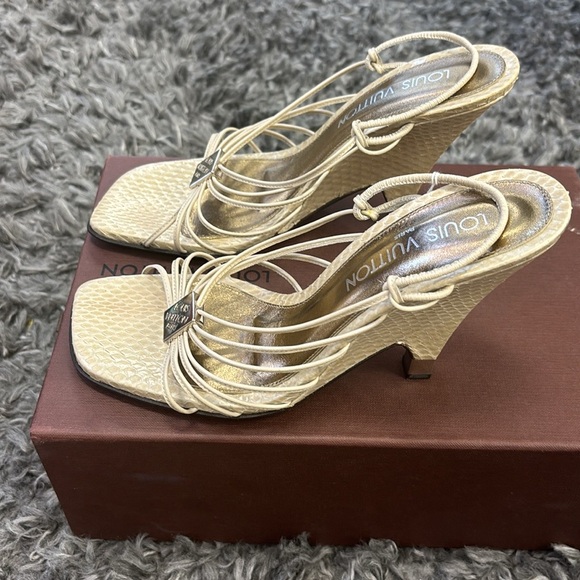 VINTAGE gold Louis Vuitton wedges - Picture 2 of 4